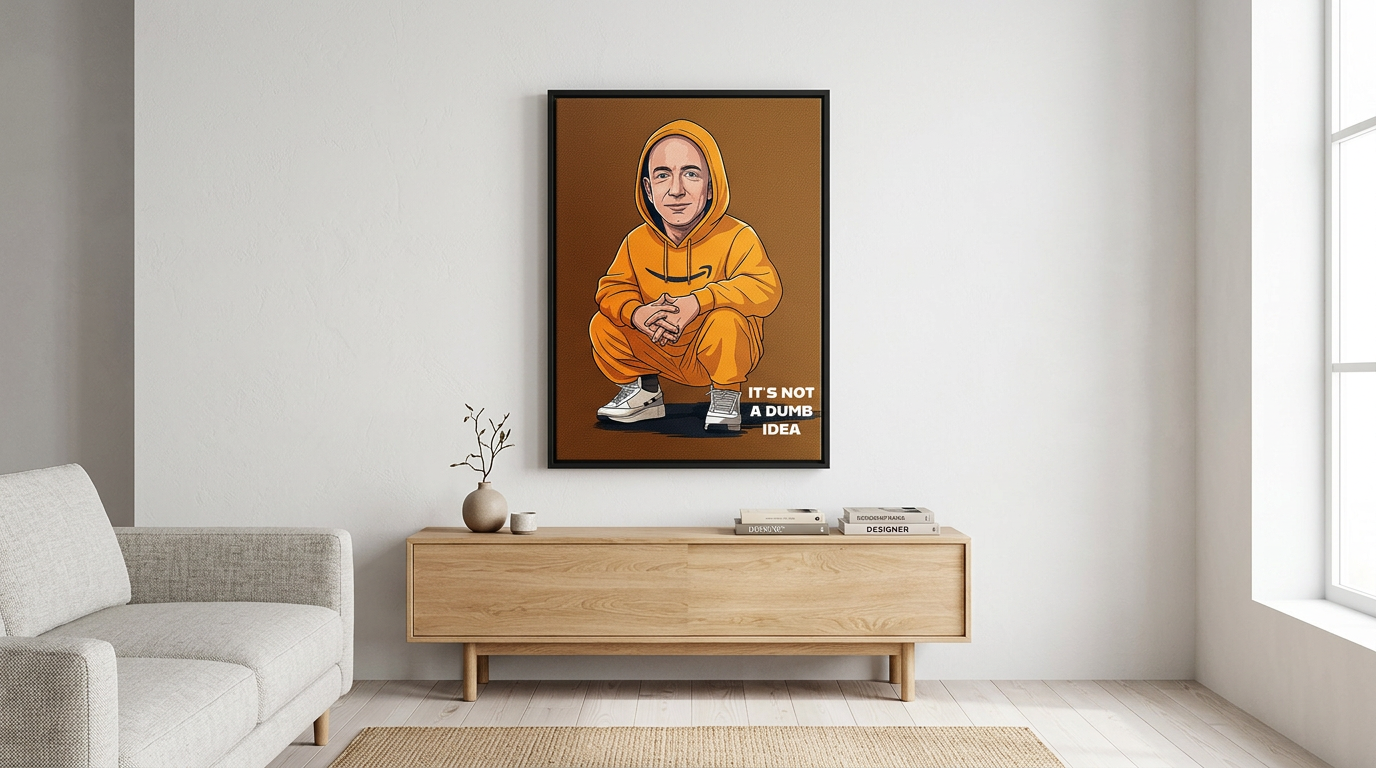 DOTCOMCANVAS Jeff Bezos Swag Leinwandbild Banner