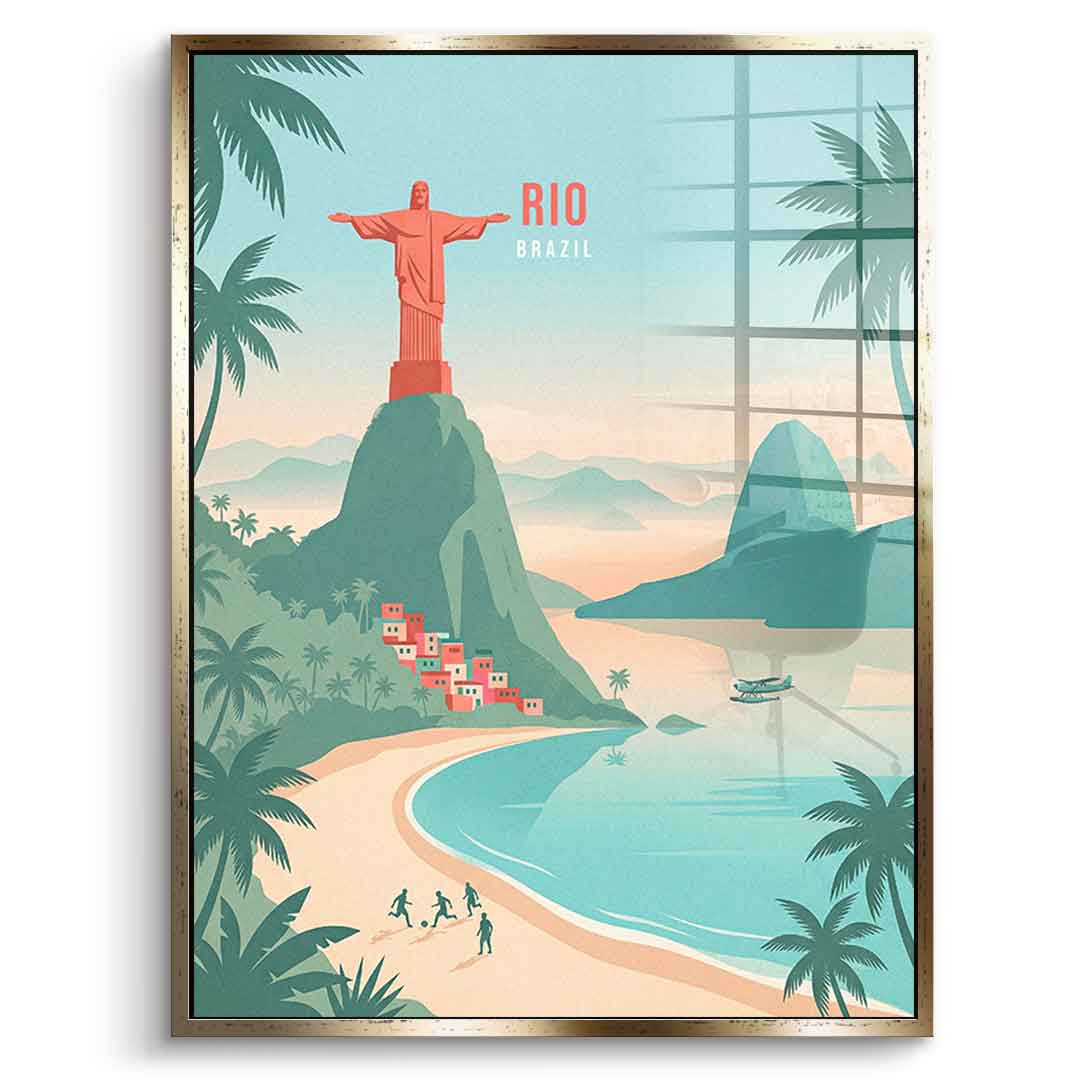 DOTCOMCANVAS Rio Acrylglasbild Vorderansicht mit goldenem Rahmen