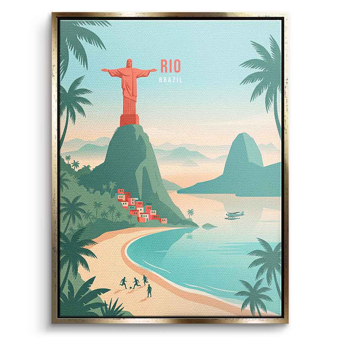 DOTCOMCANVAS Rio Leinwandbild Vorderansicht mit goldenem Rahmen