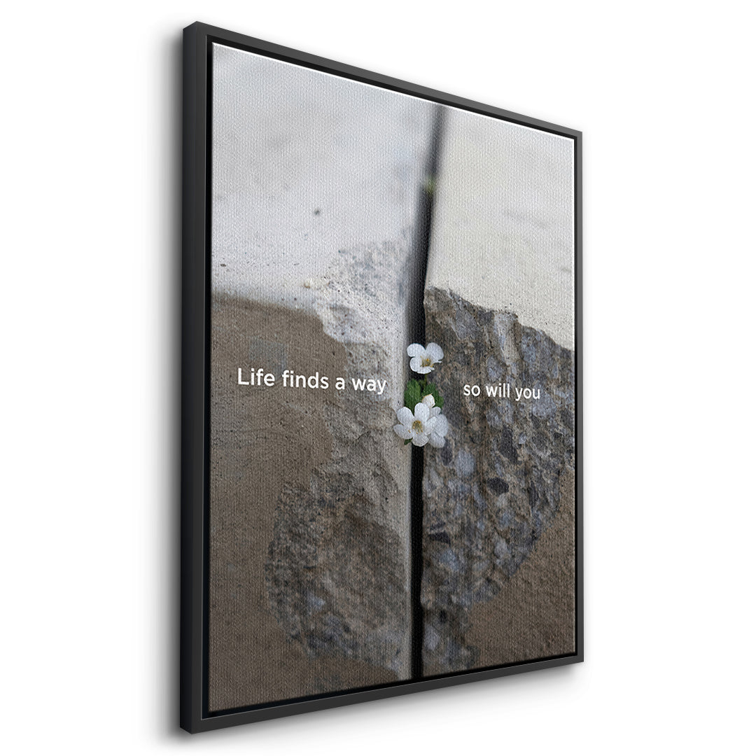 DOTCOMCANVAS Life finds a way Leinwandbild Seitenansicht schwarzer Rahmen
