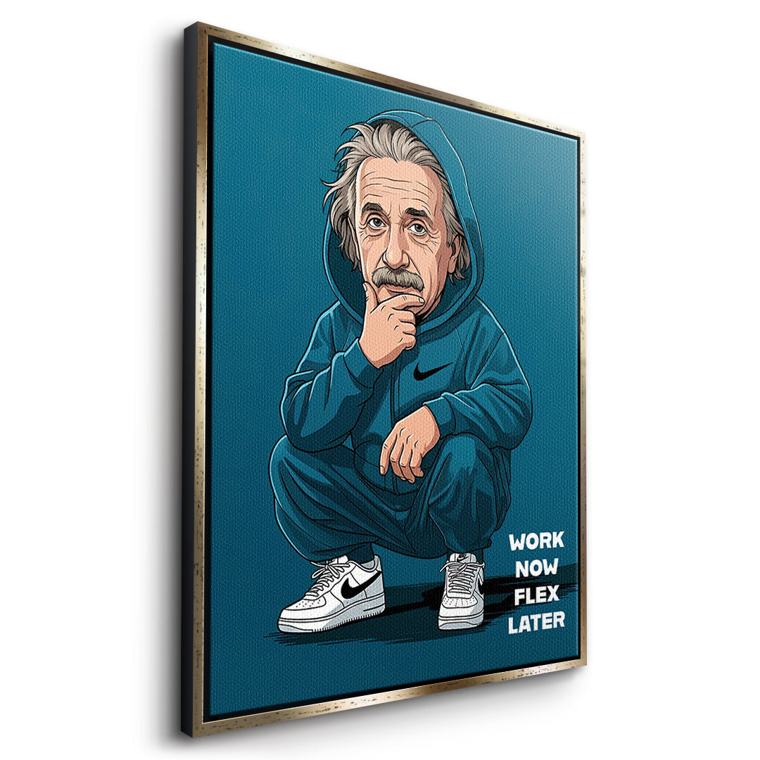 Einstein Swag Leinwandbild Seitenansicht Gold
