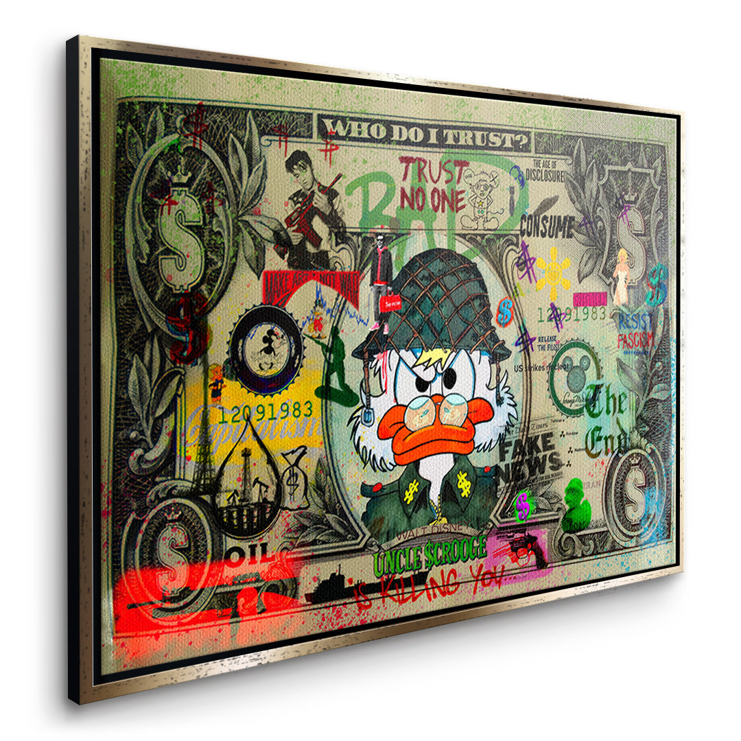 DOTCOMCANVAS TRUST NO ONE Leinwandbild Seitenansicht Gold