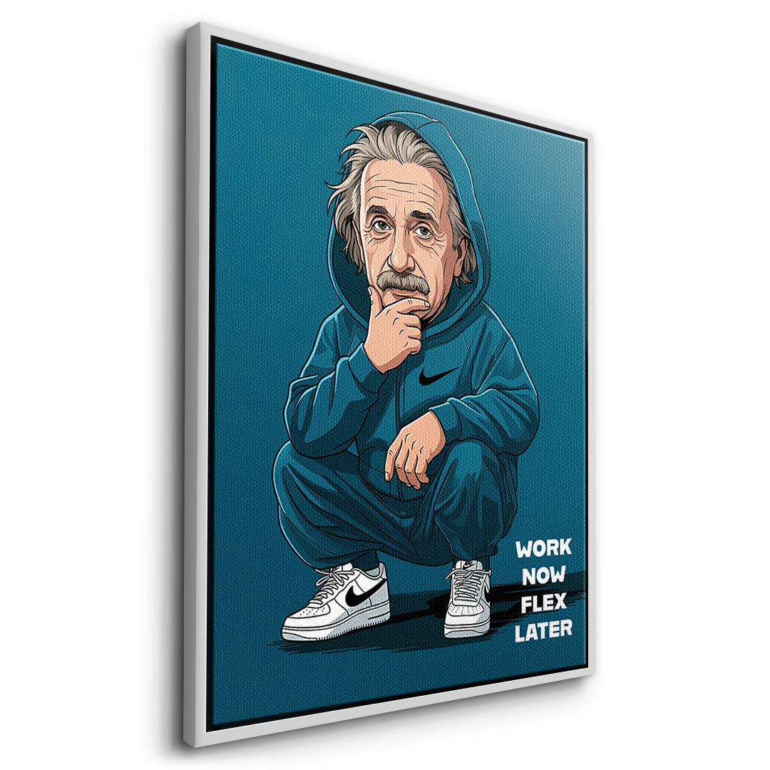 Einstein Swag Leinwandbild Seitenansicht Weiß