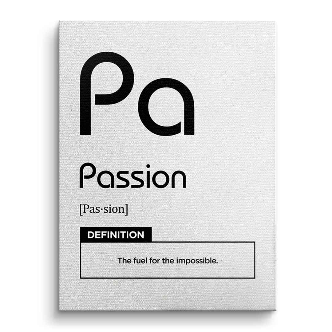 DOTCOMCANVAS® Passion (Pa) Leinwandbild Version Weiß – Vorderansicht Ohne Rahmen