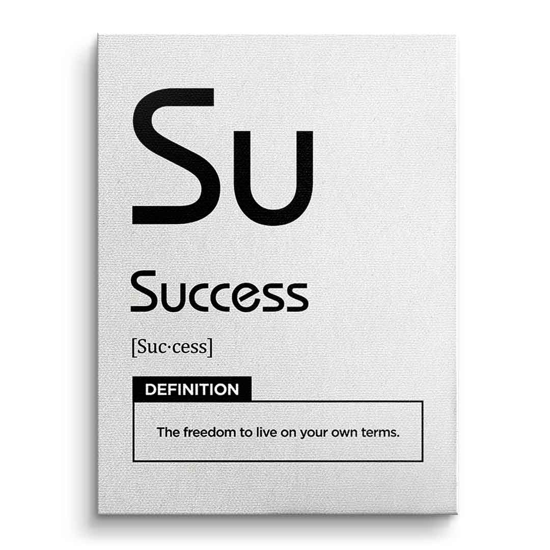 DOTCOMCANVAS® Success (Su) Leinwandbild Version Weiß – Vorderansicht Ohne Rahmen