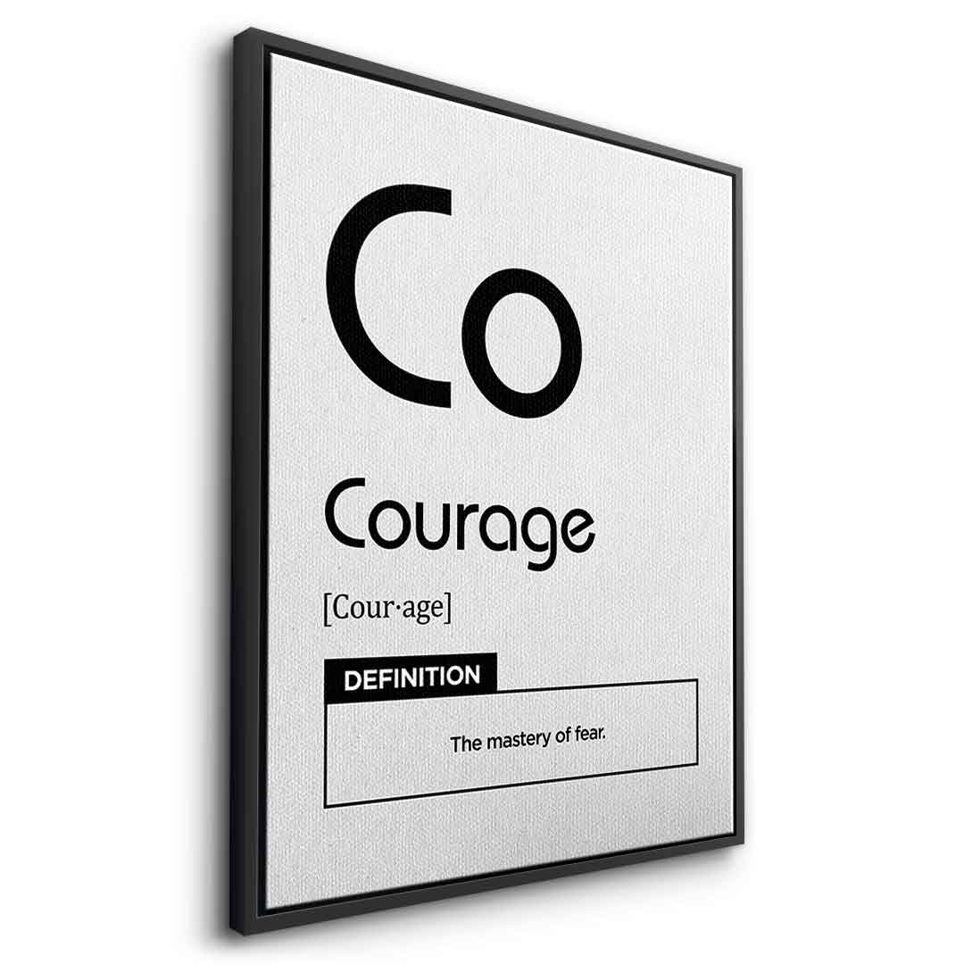 DOTCOMCANVAS® Courage (Co) Leinwandbild Version Weiß – Seitenansicht Schwarz