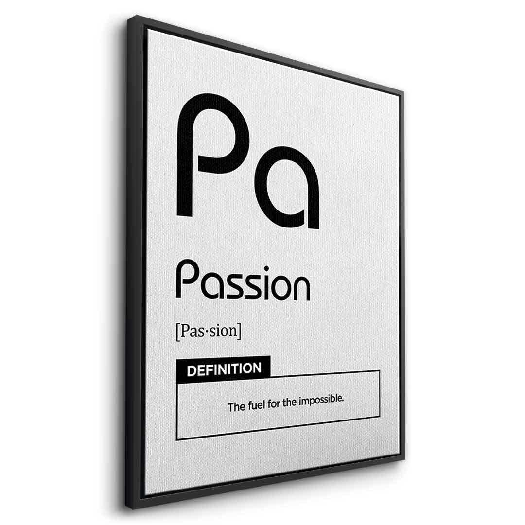 DOTCOMCANVAS® Passion (Pa) Leinwandbild Version Weiß – Seitenansicht Schwarz