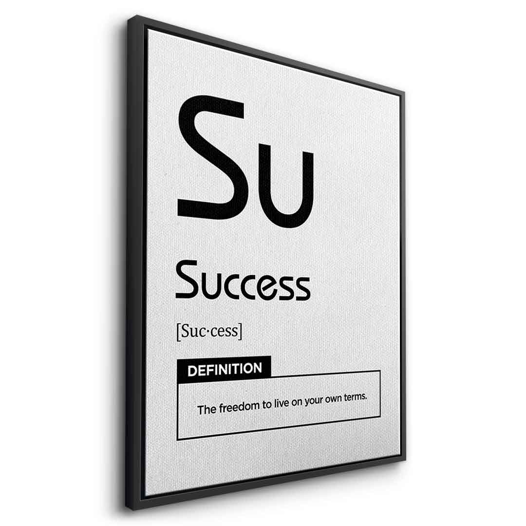 DOTCOMCANVAS® Success (Su) Leinwandbild Version Weiß – Seitenansicht Schwarz