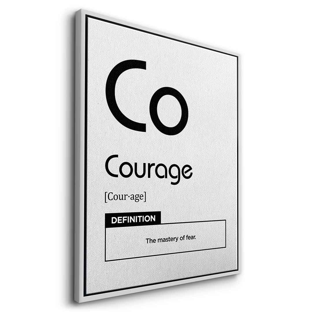 DOTCOMCANVAS® Courage (Co) Leinwandbild Version Weiß – Seitenansicht Silber