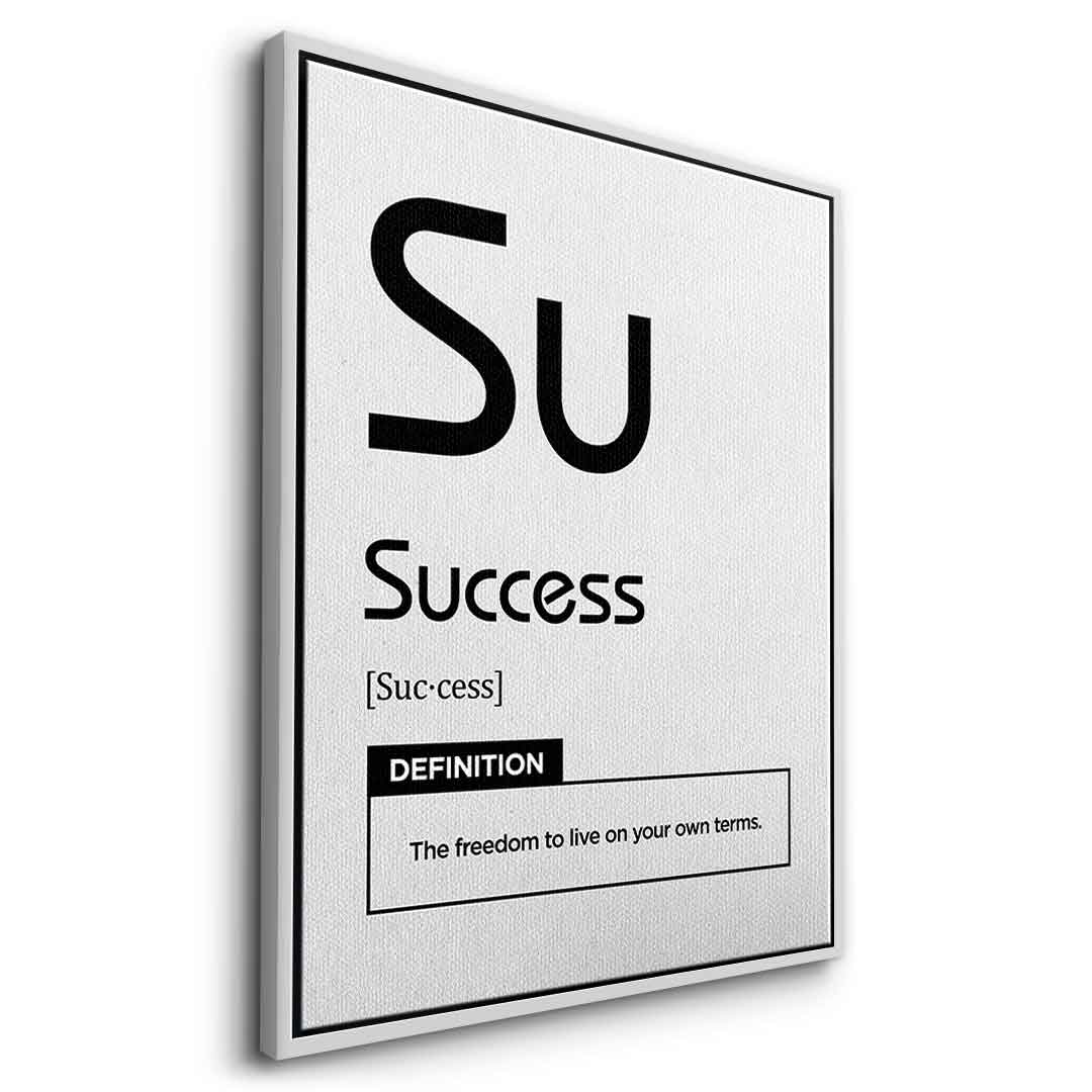 DOTCOMCANVAS® Success (Su) Leinwandbild Version Weiß – Seitenansicht Silber