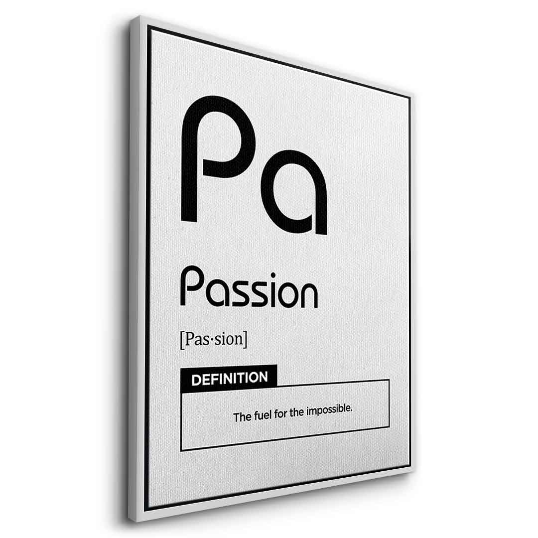 DOTCOMCANVAS® Passion (Pa) Leinwandbild Version Weiß – Seitenansicht Silber
