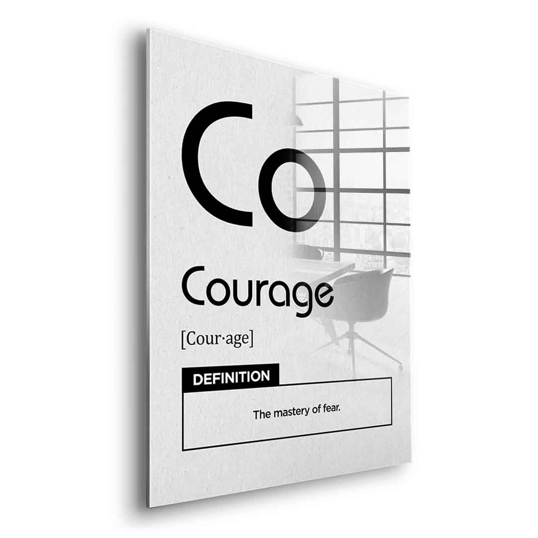 DOTCOMCANVAS® Courage (Co) Acrylglasbild Version Weiß – Seitenansicht Silber