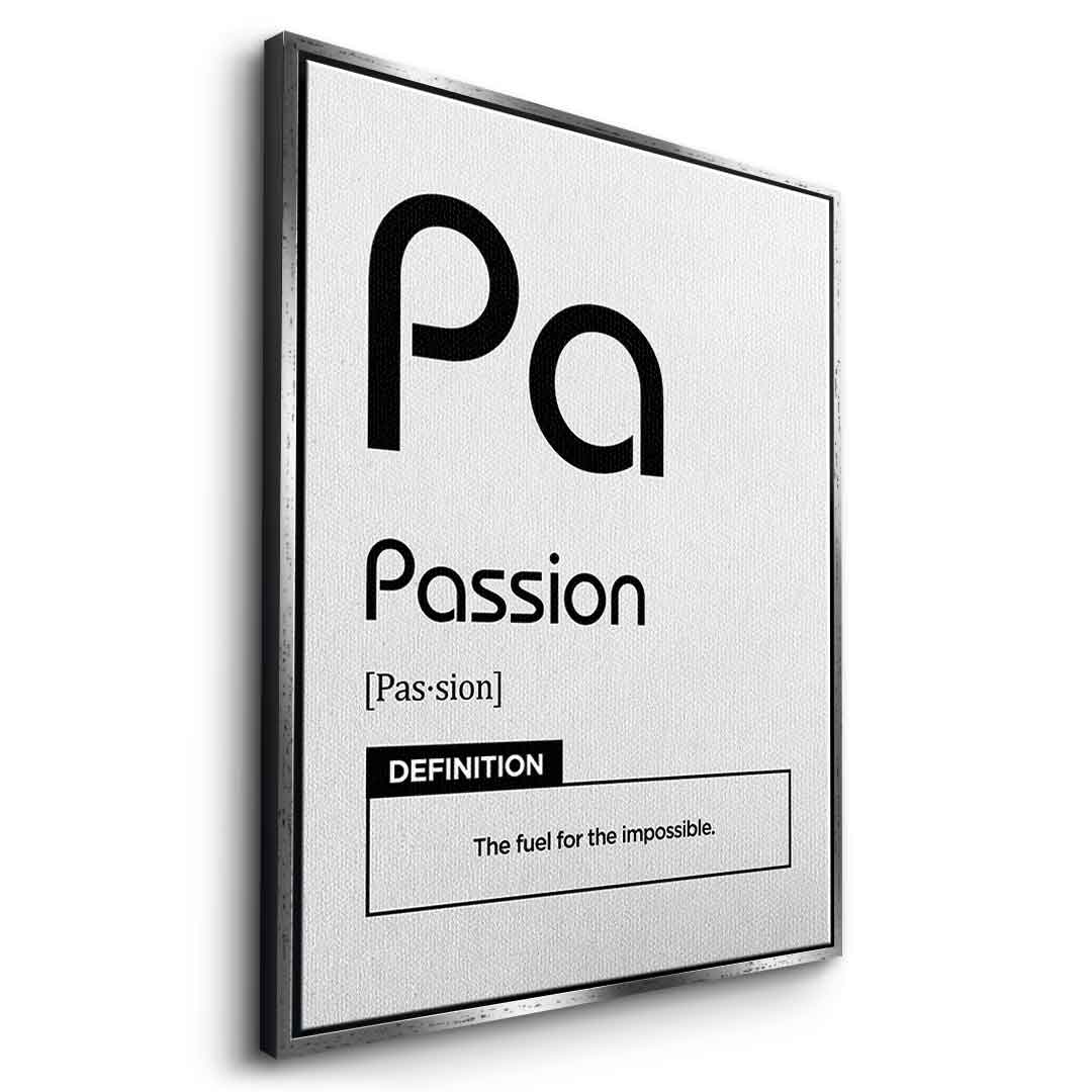 DOTCOMCANVAS® Passion (Pa) Leinwandbild Version Weiß – Seitenansicht Weiß