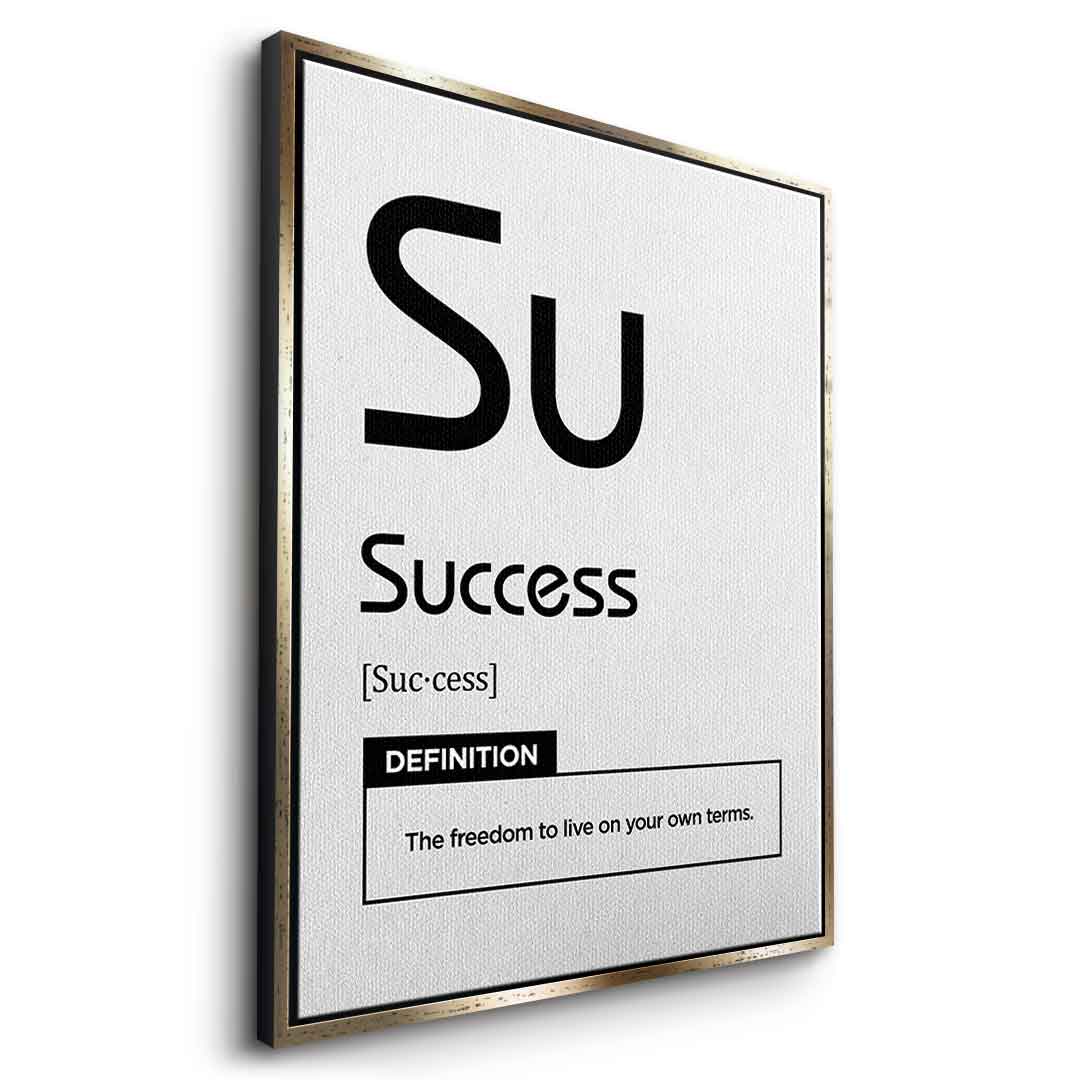 DOTCOMCANVAS® Success (Su) Leinwandbild Version Weiß – Seitenansicht Gold