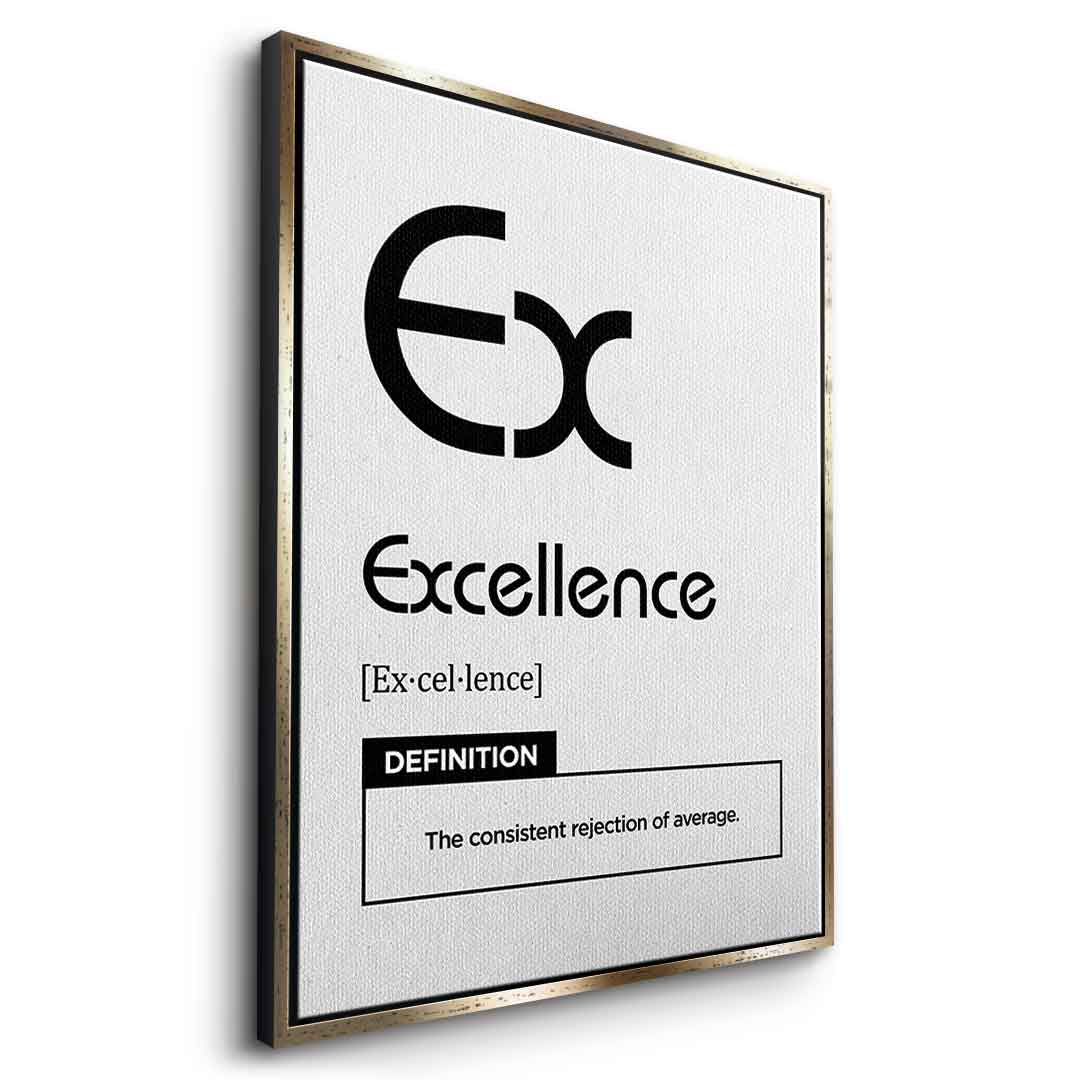 DOTCOMCANVAS® Excellence (Ex) Leinwandbild Version Weiß – Seitenansicht Gold