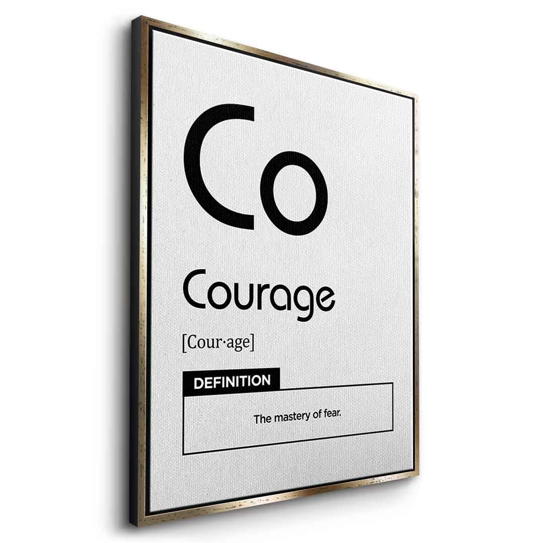 DOTCOMCANVAS® Courage (Co) Leinwandbild Version Weiß – Seitenansicht Gold