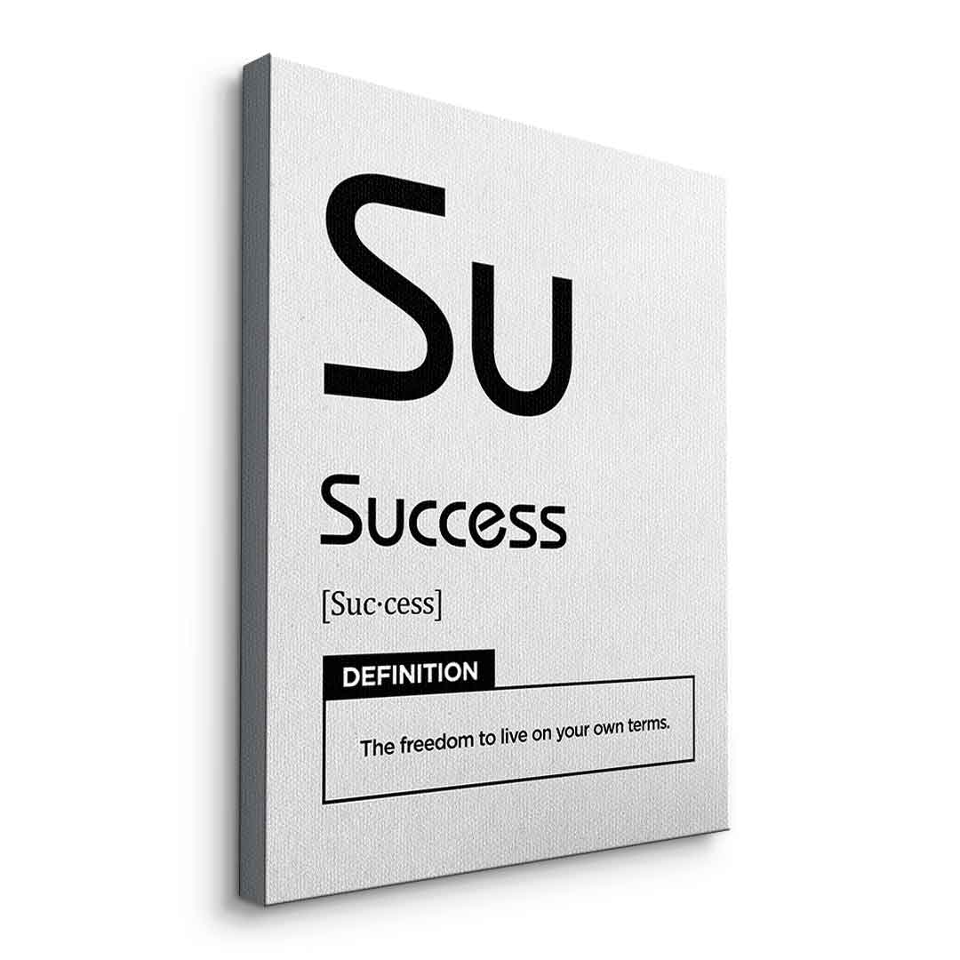 DOTCOMCANVAS® Success (Su) Leinwandbild Version Weiß – Seitenansicht Ohne Rahmen