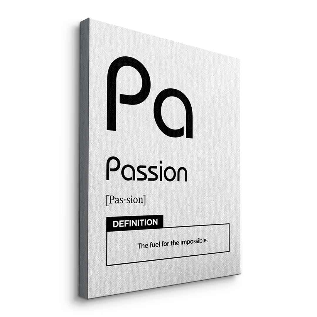 DOTCOMCANVAS® Passion (Pa) Leinwandbild Version Weiß – Seitenansicht Ohne Rahmen