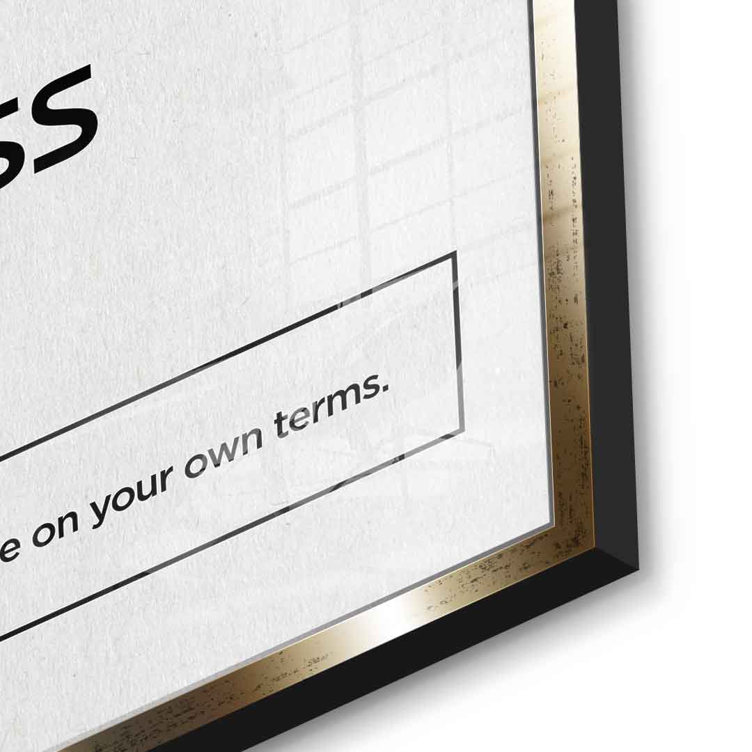 DOTCOMCANVAS® Success (Su) Acrylglasbild Version Weiß – Detailansicht