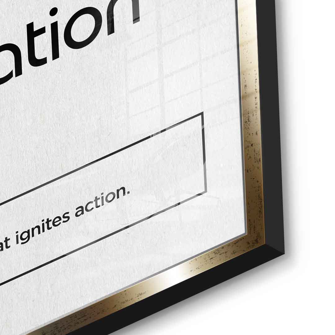 DOTCOMCANVAS® Motivation (Mo) Acrylglasbild Version Weiß – Detailansicht