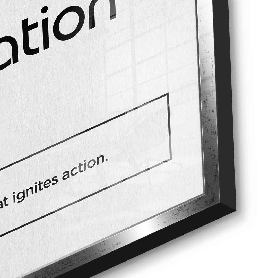 DOTCOMCANVAS® Motivation (Mo) Acrylglasbild Version Weiß – Detailansicht