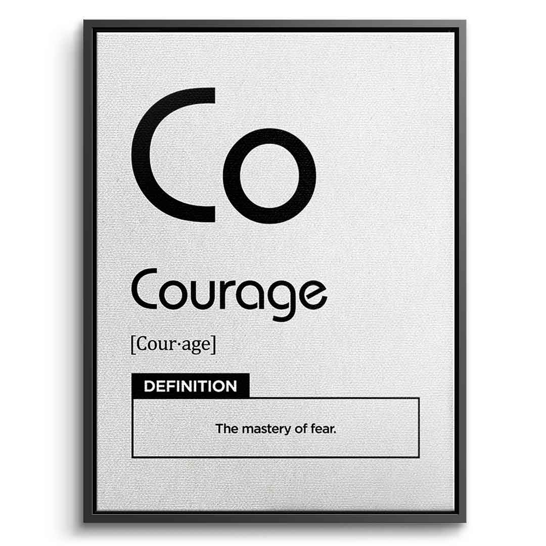 DOTCOMCANVAS® Courage (Co) Leinwandbild Version Weiß – Vorderansicht Silberner Rahmen
