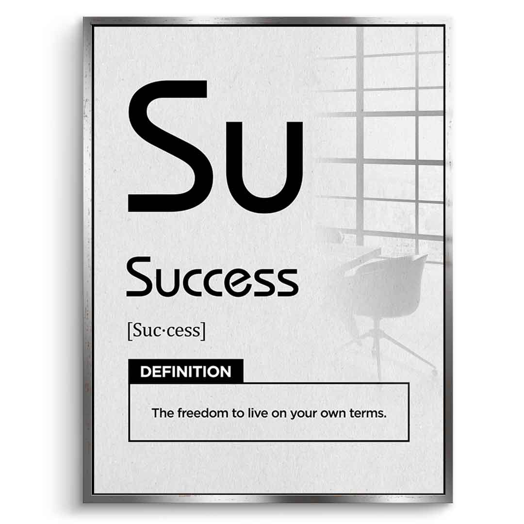 DOTCOMCANVAS® Success (Su) Acrylglasbild Version Weiß – Vorderansicht Weißer Rahmen