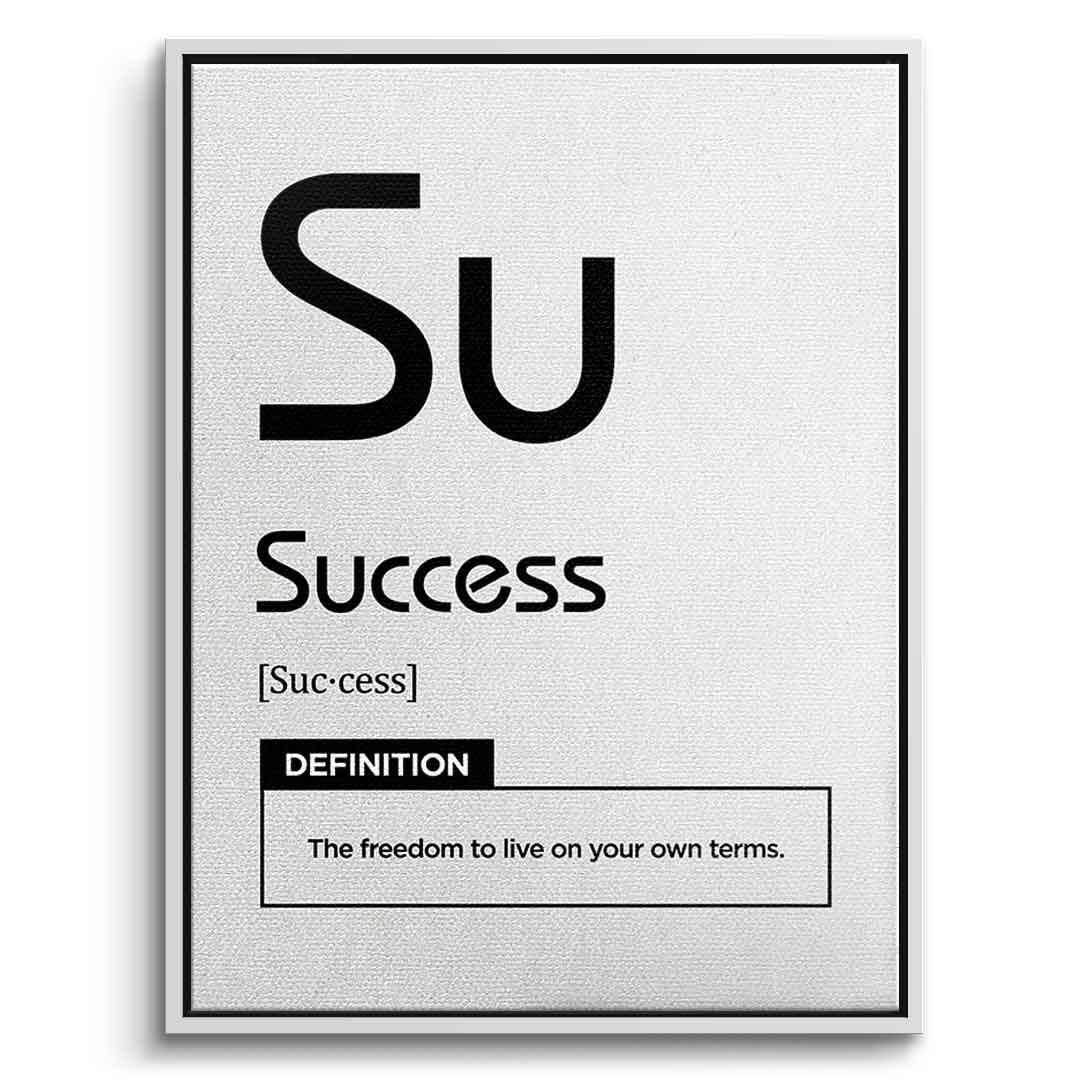 DOTCOMCANVAS® Success (Su) Leinwandbild Version Weiß – Vorderansicht Weißer Rahmen