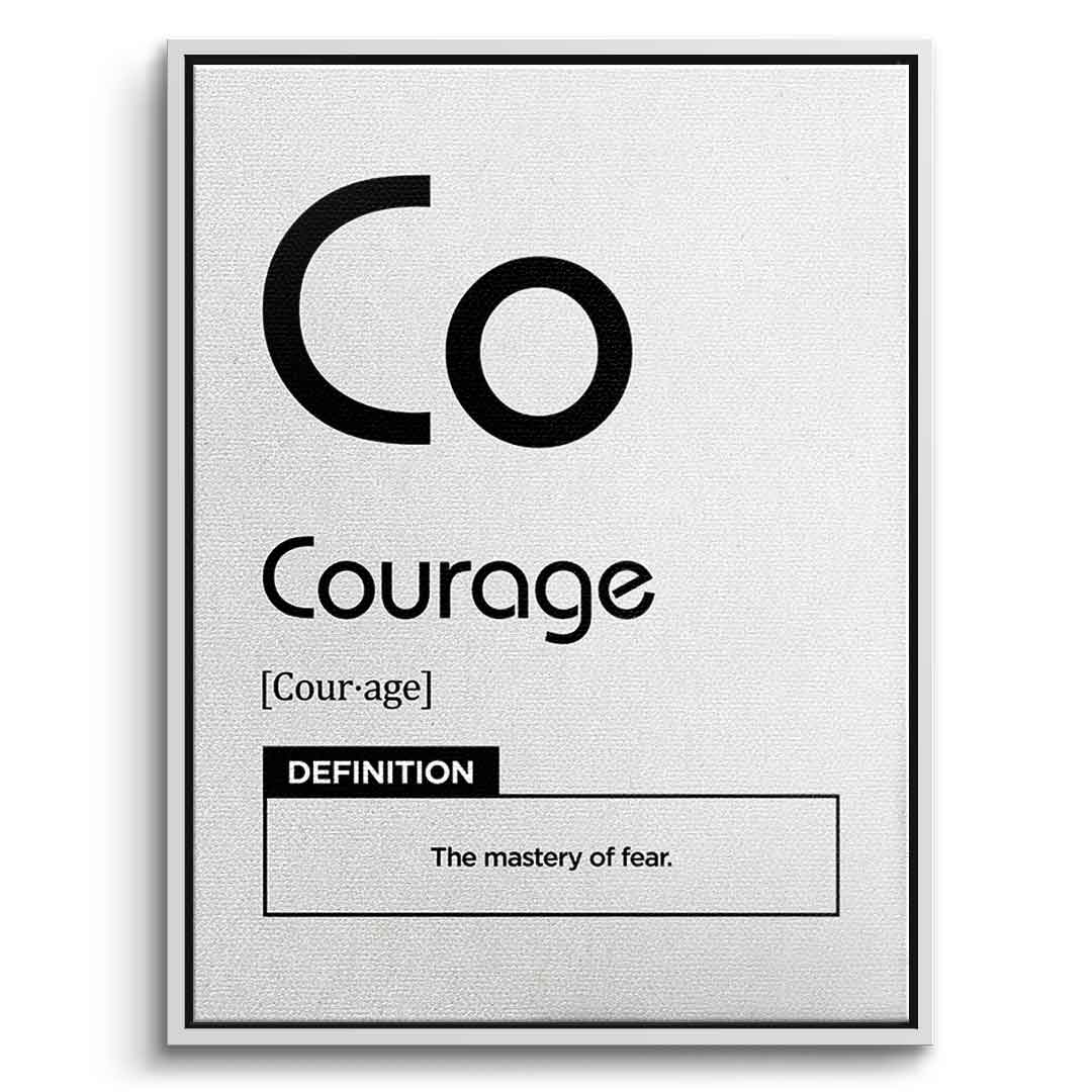DOTCOMCANVAS® Courage (Co) Leinwandbild Version Weiß – Vorderansicht Weißer Rahmen