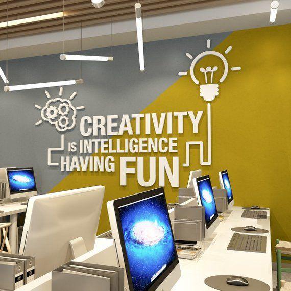 3d Wanzitat Wandspruch Büro Motivation Creativity is Intelligence 1
