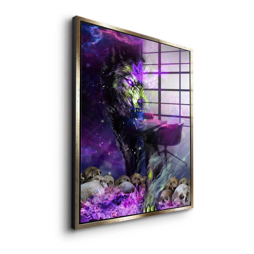 Acrylic Glass Art Cannabis Wolf