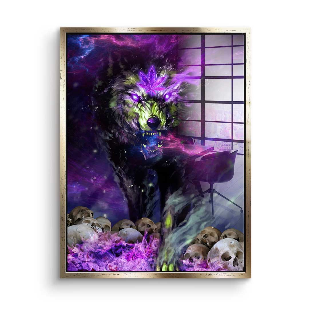Acrylic Glass Art Cannabis Wolf
