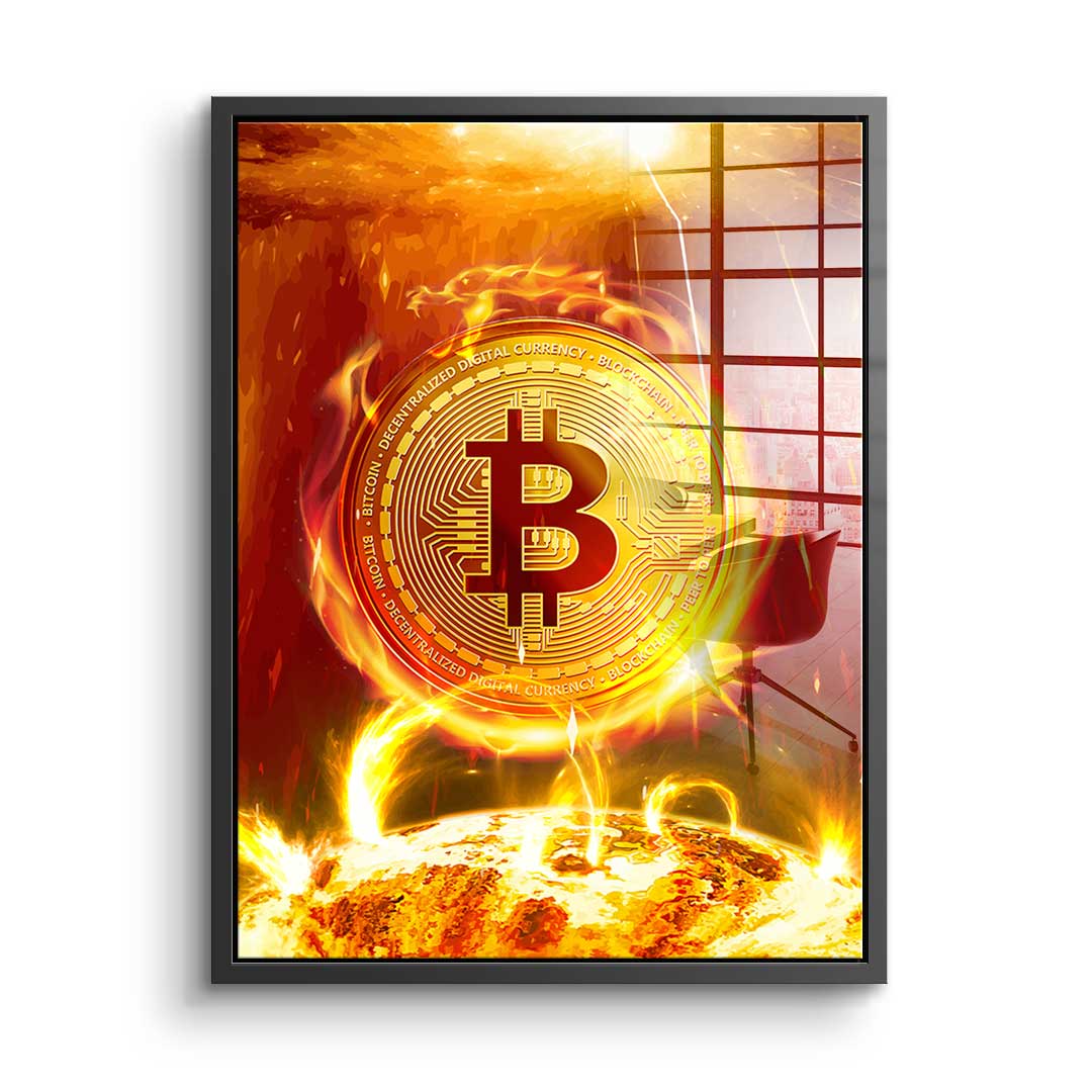 Bitcoin on Fire - Acrylglas