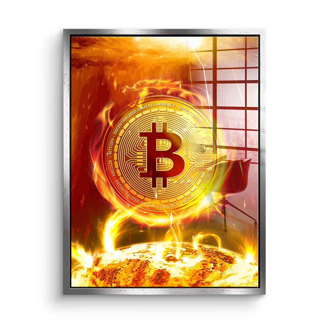 Bitcoin on Fire - Acrylglas