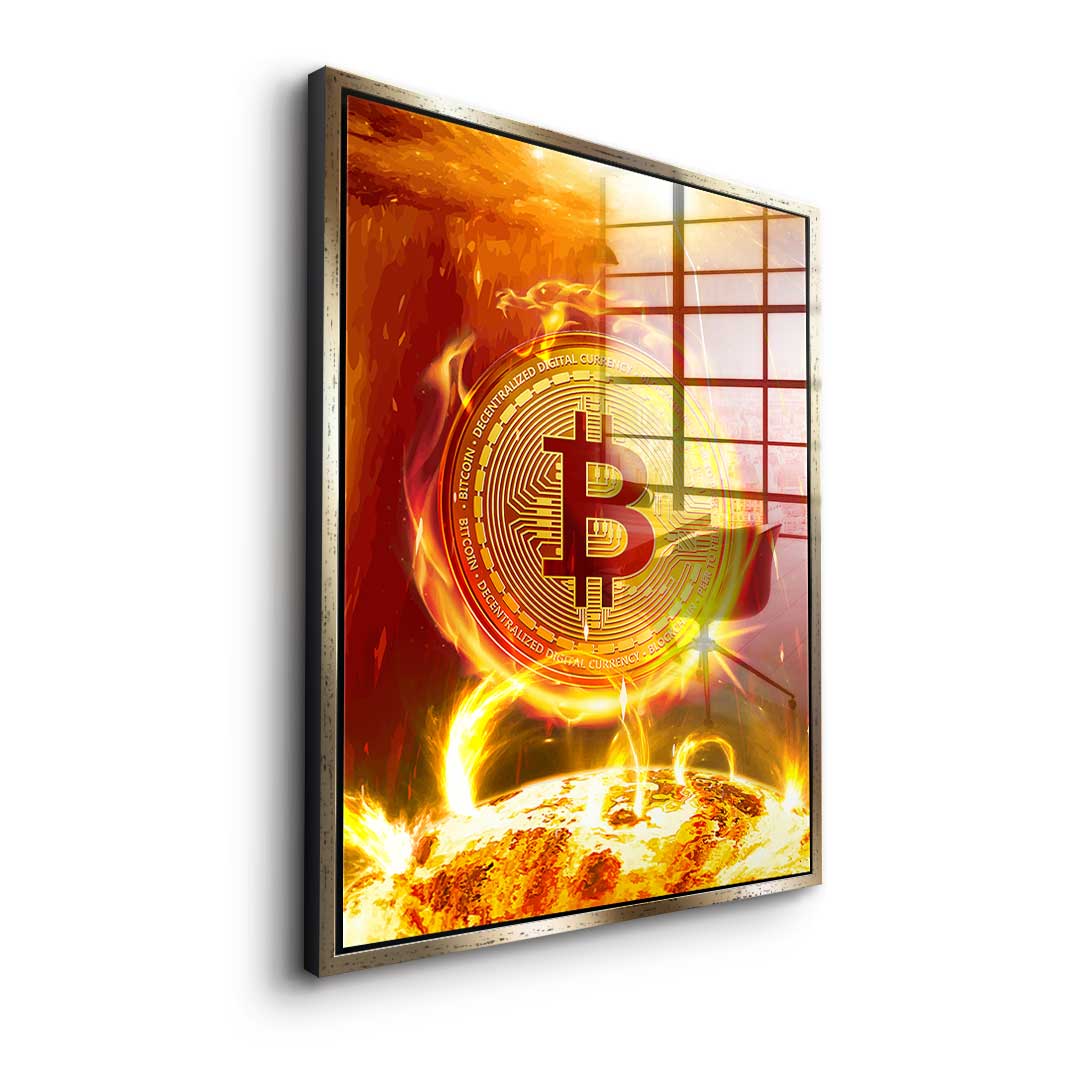 Bitcoin on Fire - Acrylglas