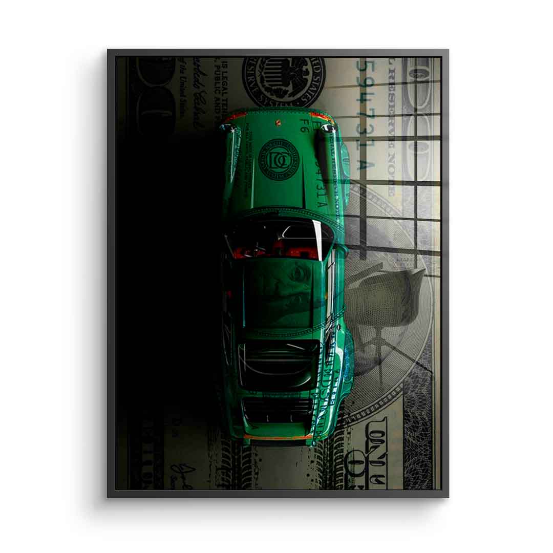 Green Dollar Car - acrylic