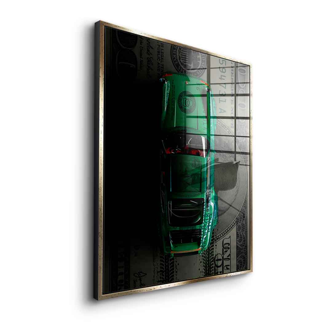 Green Dollar Car - acrylic