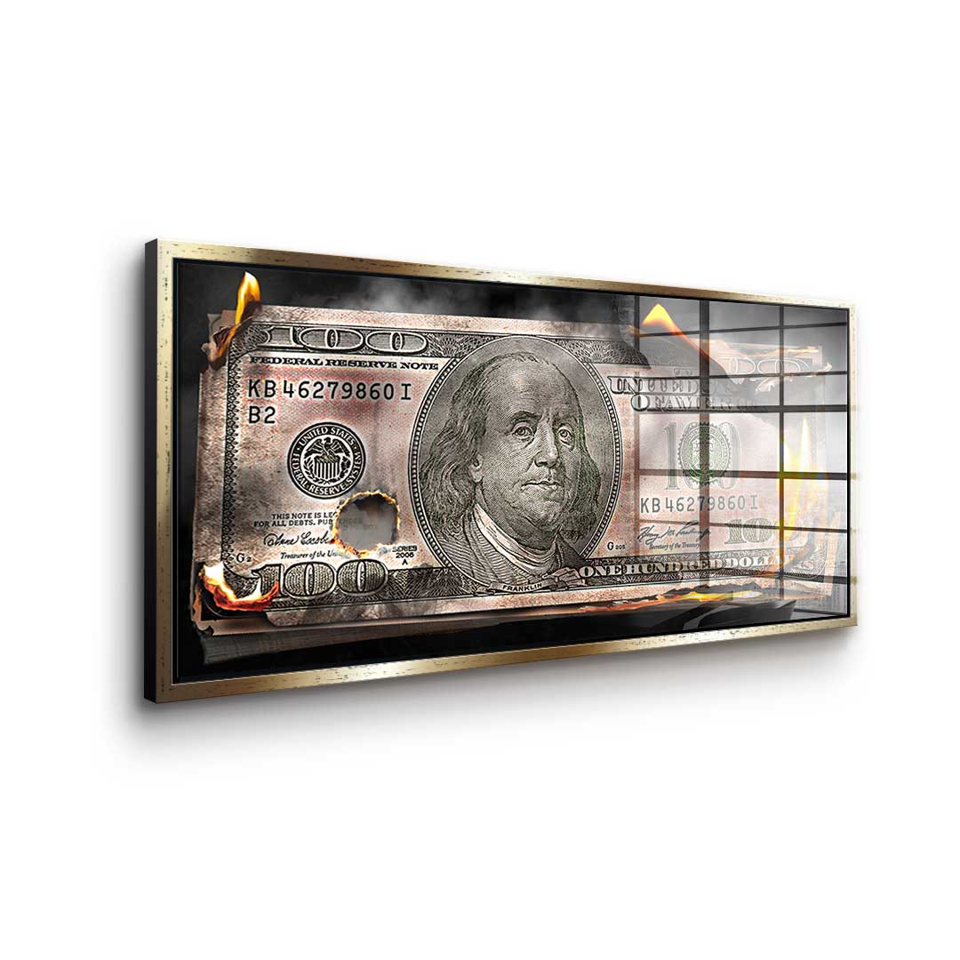 Burning Dollar Bill - acrylic