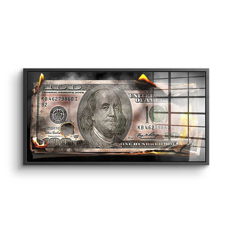 Burning Dollar Bill - acrylic