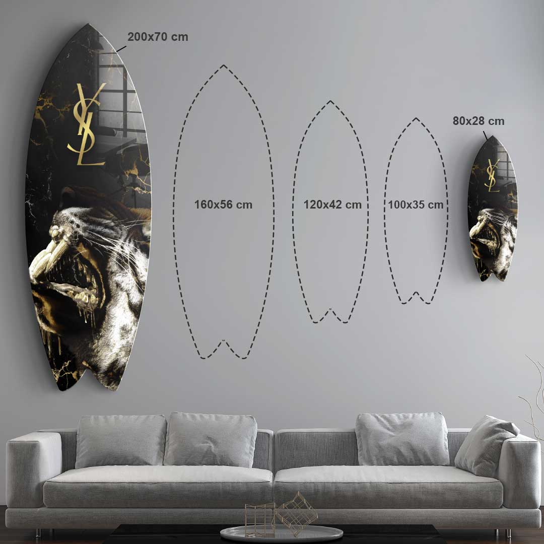 Surfboard Luxury Tiger - Gold Leaf