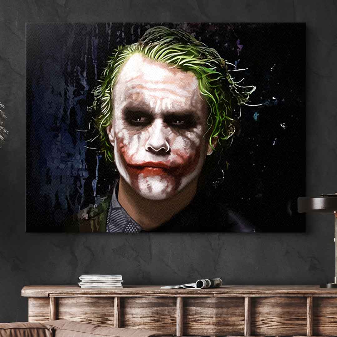 Canvas print crazy Joker Batman portrait film TV character black
