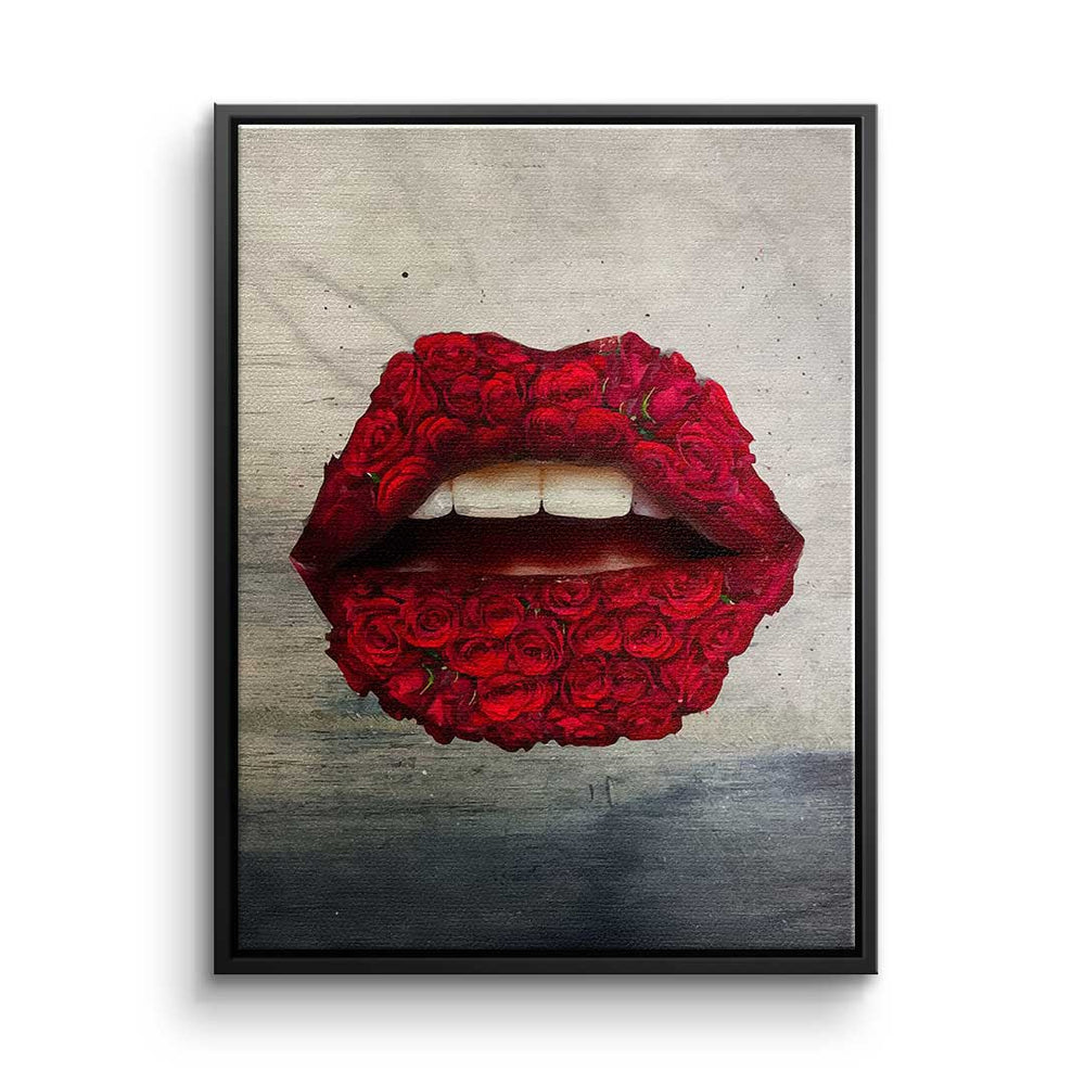 Lippen x Rosen als Leinwandbild von DOTCOMCANVAS®