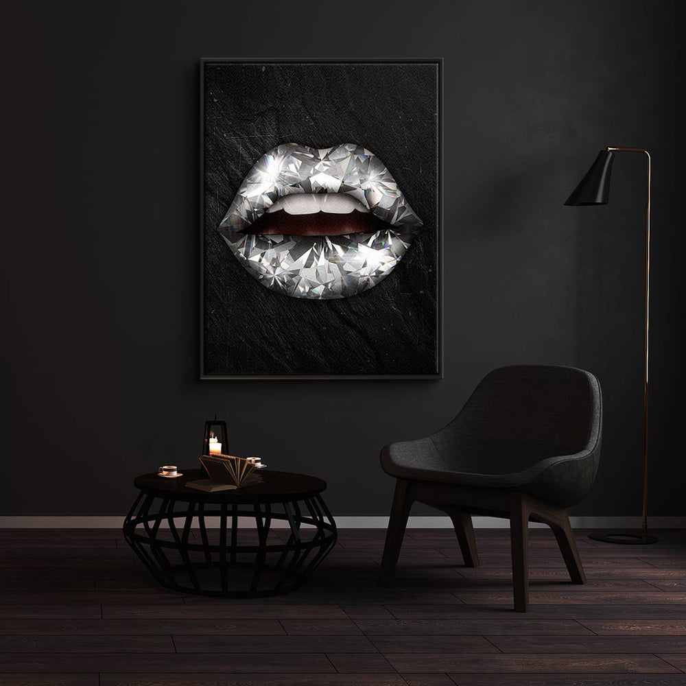 Lippen x Diamant Leinwandbild – Ansicht 2