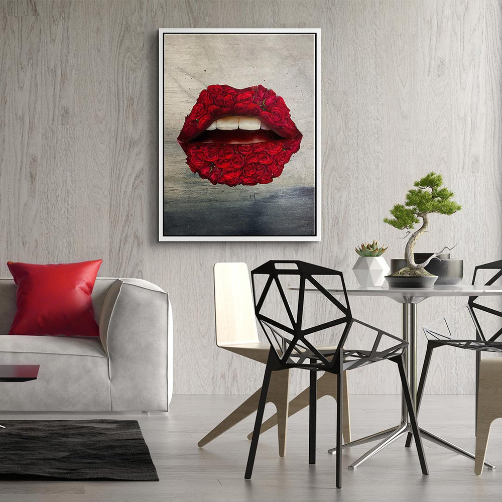 Lippen x Rosen Leinwandbild – Ansicht 2
