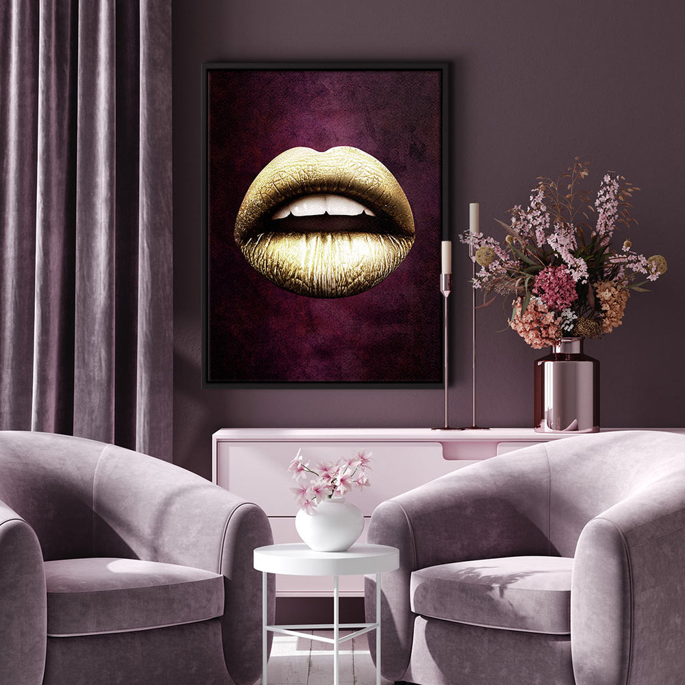 Lippen X Red & Gold Leinwandbild – Ansicht 2