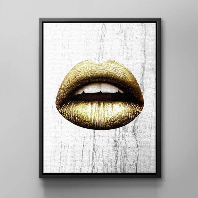 Wandbild Lippen lips lippen x White u Gold