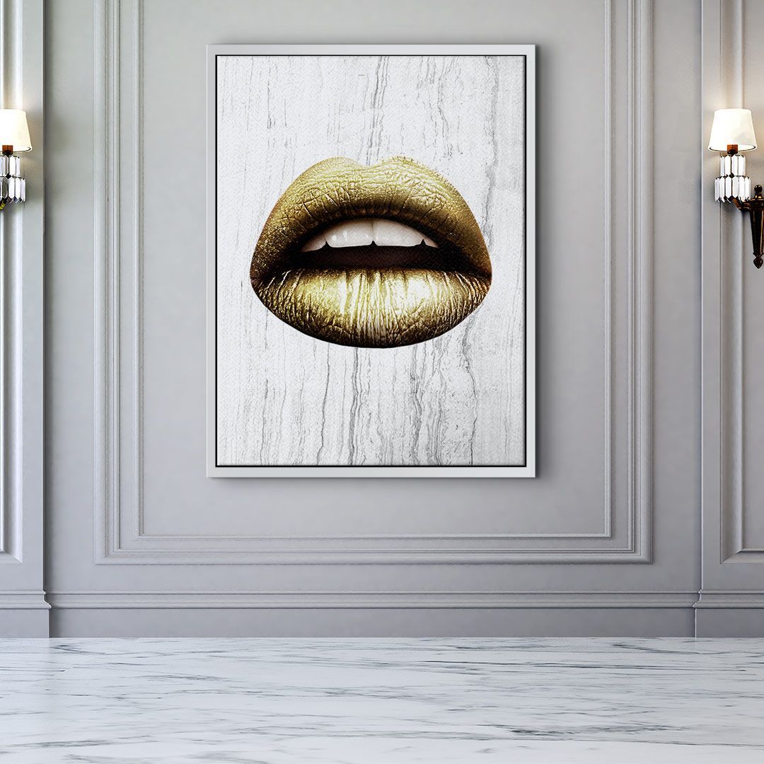 Wall Art Lips lips lips x White u Gold