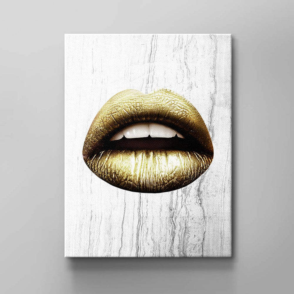 Wandbild Lippen lips lippen x White u Gold